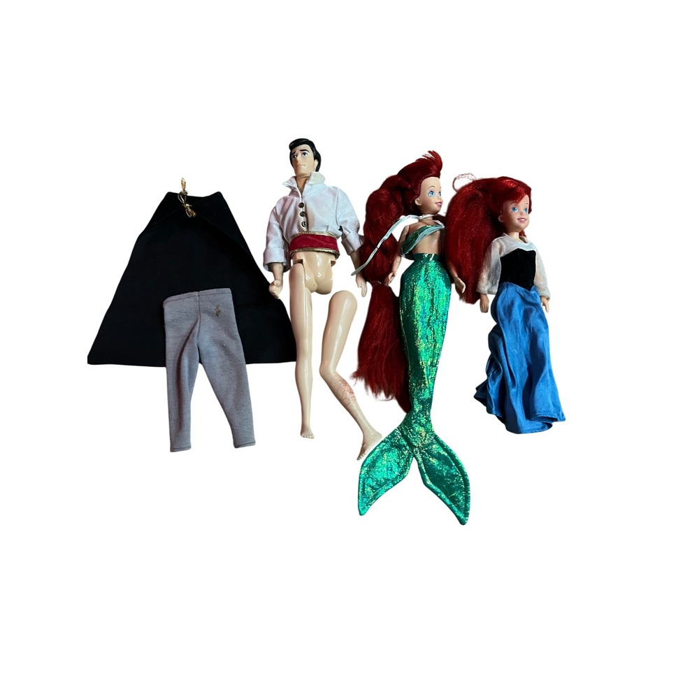 Disney The Little Mermaid Ariel and Prince Eric Doll Lot for Parts or Repair